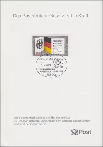 1421 EB 1/1989 Loi sur la structure des postes - Type I PAR le mot d'ordre du ministre fédéral