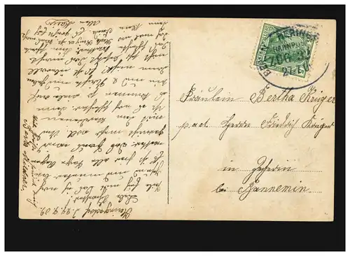 AK Femmes: Femme avec des boucles, "Un peu!", Bahnpost Heringsdorf 27.7.09