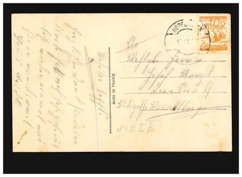 Femmes AK: robe bleue femme, avec tissu autour des épaules, Autriche 15.09.