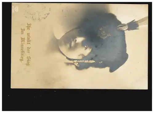 AK Femmes: Femme avec casquette militaire, vous signez la victoire dans la guerre des mines, 23.09.1916