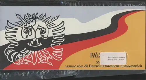 Vertrag 1988 Bund 1351, Faltkarte mit Frankreich 2636, eingeschweißt **