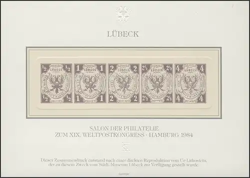 Impression spéciale Lubeck Nr. 1-5 Neuschreim Salon Hamburg 1984 FAKSIMILE