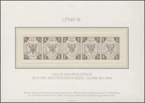 Impression spéciale Lubeck Nr. 1-5 Neuschreim Salon Hamburg 1984 FAKSIMILE
