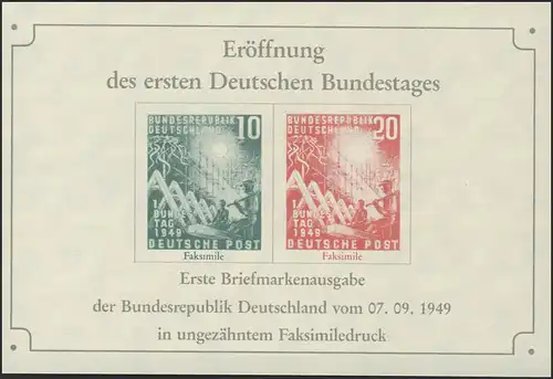 Impression spéciale Bundestag allemand Bundes 111-112 FAKSIMILE