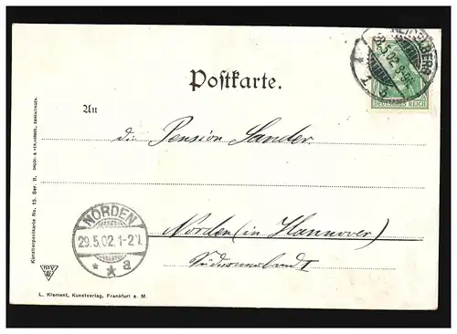 AK Heidelberg Schlossterrace, Heidl Berg 28.05.1902, Nord 29.05.202