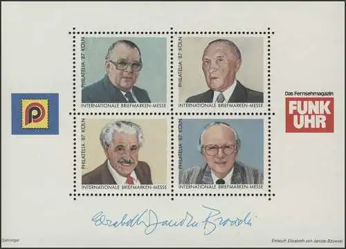 Impression spéciale AUPHV Philatelia Cologne Personnalités 1987