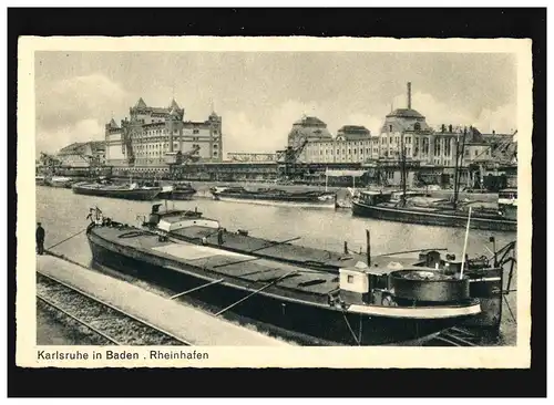 AK Karlsruhe in Baden, Rheinhafen, Feldpost, Karlsruhe Durlach 13.6.1942