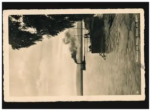 AK Neuwied am Rhein, navire à vapeur, soirée am Rhin, Feldpost, Neuwied 9.8.1940
