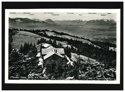 AK Pfänder Hotel, Blick ins Rheintal, Kisslegg (Württ) 6.6.1940