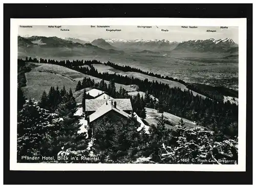 AK Pfänder Hotel, vue sur la vallée du Rhin, Kisslegg (Württ) 6.6.1940