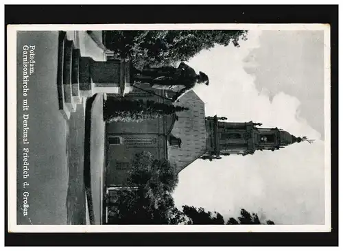 AK Potsdam Garnisonkirche und Denkmal, Feldpost, Potsdam 29.03.1943