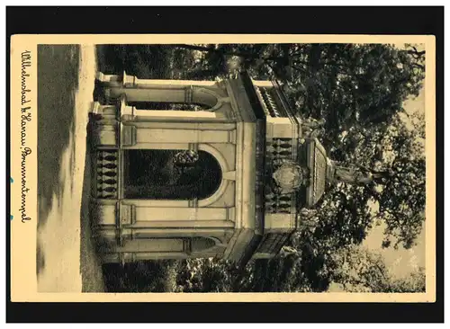 AK Wilhelmsbad près de Hanau, Temple de la fontaine, Hanaut 7.9.1943