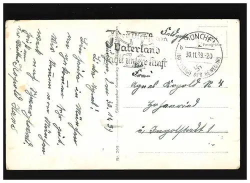 AK Munich Mairie, Feldpost, Munich 30.11.1939