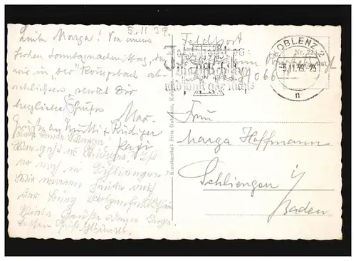 AK Honneur en-deçà du pont de bateau, poste de terrain, Coblence 5.11.1939