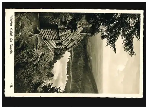 AK Rachelkapelle, Blick zum Rachelsee Bayr. Wald, Feldpost, Teisnach 7.7.1942