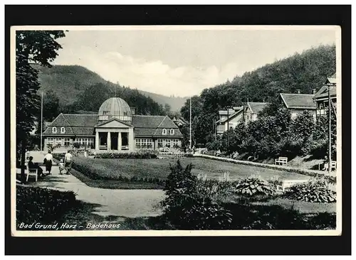 AK Bad Grund, Harz - Badehaus, Feldpost, Bad Grund (Harz) 3.8.1940