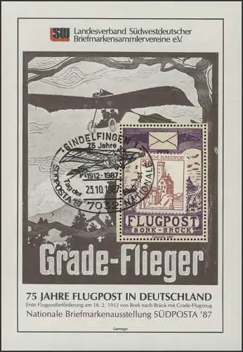Impression spéciale bloc d'exposition Sindelfingen Grade 1987