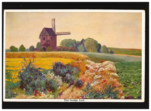 Agriculture moulin à vent entre champs, Le Land allemand, inutilisé