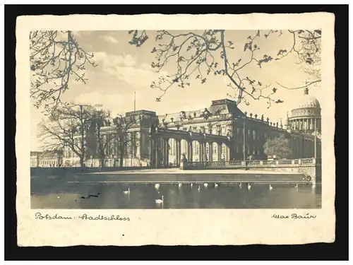 AK Potsdam Château de la ville étang, cygne, Max Baur, Feldpost, Potzdam 27.9.1939