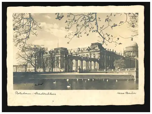 AK Potsdam Stadtschloss Teich, Schwäne, Max Baur, Feldpost, Potsdam 27.9.1939