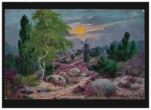 Landwirtschaft Mondaufgang Heide Windmühle, Die deutsche Heide, ungebraucht