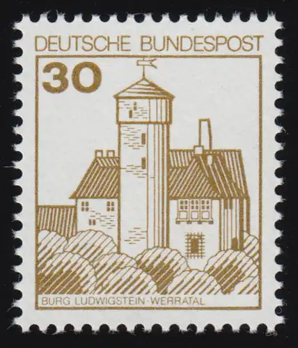 914AI Burgen und Schlösser 30 Pf Ludwigstein, ALTE Fluoreszenz, postfrisch **