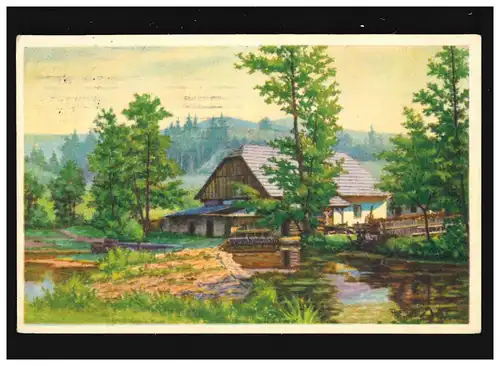 Landwirtschaft Wassermühle Fluss Landschaft Weide Bauernhaus, Brno 22.12.1929