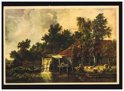 Agriculture Watermolen moulin à eau rivière Meindert Hobbema peintre, inutilisé