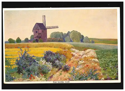 Agriculture Moulin à vent Champs Fleurs Le Land allemand arbres, inutilisé