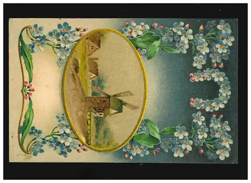 Agriculture Moulin à vent Fermes Médaillon Art Nouveau, Borbeck 3.8.1914