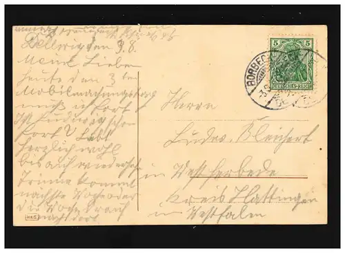 Agriculture Moulin à vent Fermes Médaillon Art Nouveau, Borbeck 3.8.1914