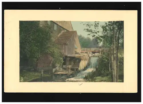 Landwirtschaft Wassermühle Wehr Steg Fluss Bäume, Gottmadingen 23.5.1913