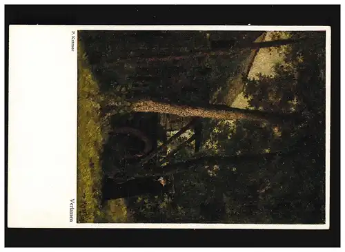 Landwirtschaft Wassermühle unter Bäumen, Verlassen P.Krämer Gemälde, ungebraucht