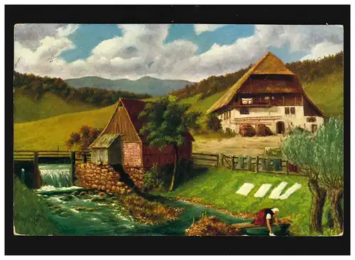 Landwirtschaft Bauernhof Schwarzwald Wehr Frau Wäsche, Baden-Baden 27.11.1914