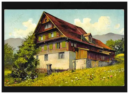 Landwirtschaft Bauernhaus Wiese Schindeln Berge Blumen, ungebraucht