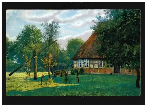 Landwirtschaft Altes Bauernhaus Ziehbrunnen Fachwerk Reetdach, Luby 24.5.1911