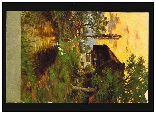 Agriculture Ferme étang oies femme peinture, Schwenningen 31.8.1911