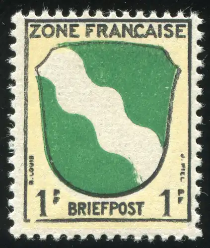 Franz. Zone Allgemein 1 Wappen mit PLF I: Rahmenbruch unten links, Feld 46, **
