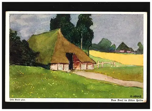 Agriculture ferme le village dans la bruyère calme Feldpost 31.7.1918
