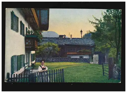 Agriculture Maisons de ferme femme Tracht Prairie balcon bois peinture, non utilisé