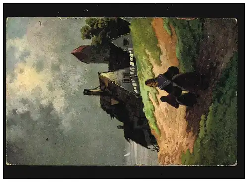 Landwirtschaft Bauernhäuser Dorf Kirche Tracht Frauen, ungebraucht