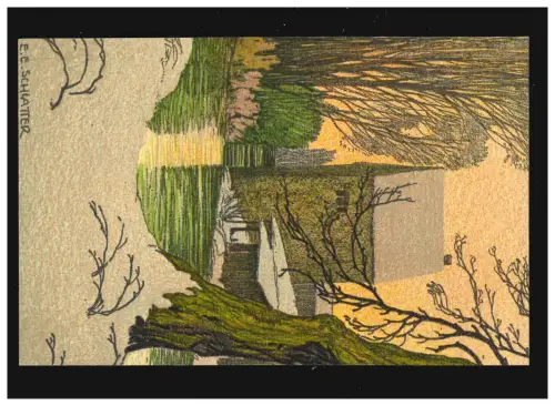 Agriculture Vieux moulin Schwabing Lithographie E. E E, Schlatter, inutilisé