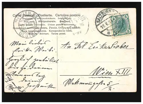 signierte Karte Bauernhäuser A.R. Holzer, Maler, Salzburg /Wien 16. + 17.5.1906