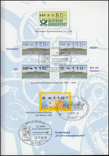 ATM EB 6/1999 - Bulletin officiel de rappel: MiNr. 2 (quatre types) et Min. 3