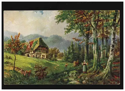 Landwirtschaft Herbsttag Aus deutschen Gauen Bauernhof Frau Tracht, ungebraucht