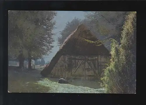 Landwirtschaft Bauernhaus im Mondschein Reetdach Photochromie, ungebraucht