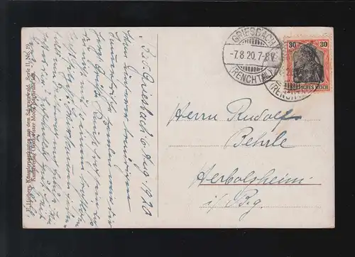 Agriculture Ferme avec bouleau peinture E.Harbers, Griesbach 7.8.1920