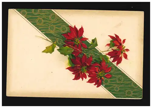 AK Fleurs Étoile de Noël branche décor bande verte, Augsbourg 1.10.1918
