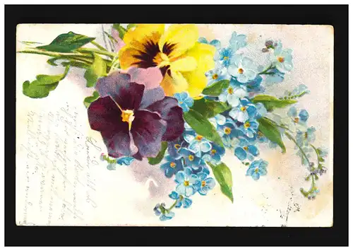 AK Fleurs bouquet Belle-mère jaune et violet Ne pas oublier, Lubeck 3.8.1911