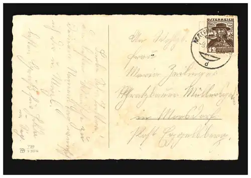 AK Fleurs roses Roses violettes Autruches Meilleurs vœux Nom, Mur 9.9.1932